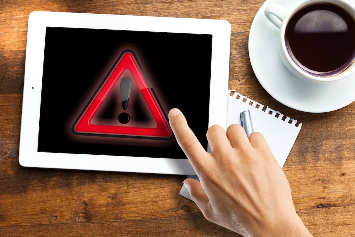 Emergency warning alarm sign on Smartphone, Emergency warning alarm sign on Smartphone,